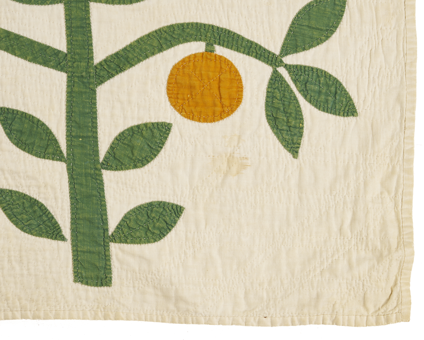 Lot 245: American Folk Art Orange Tree Quilt, Mid 19th C.