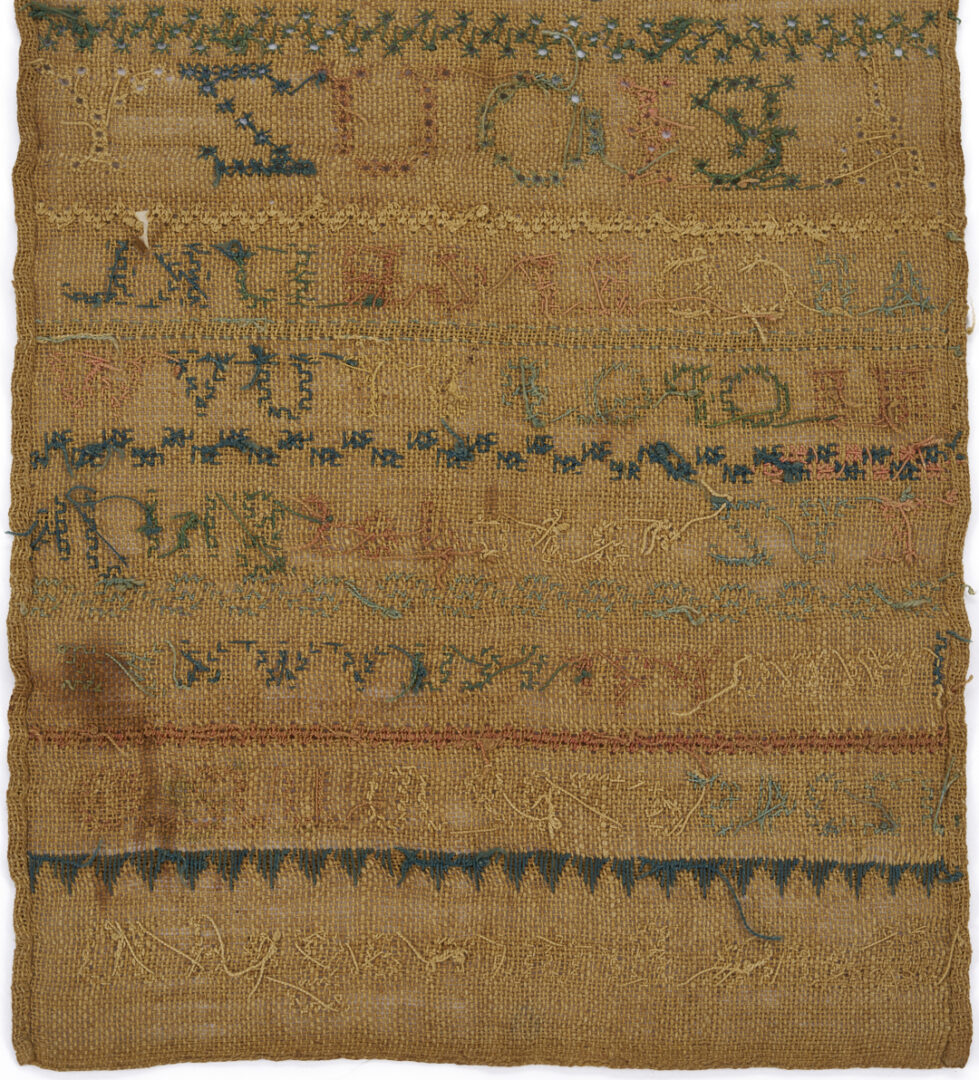 Lot 247: Virginia 1830 Needlework Sampler by Maria Broun