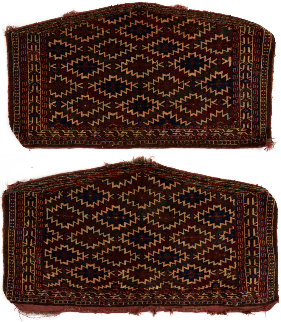 Lot 258: 2 Antique Turkmen Yomud Asmalyk Pentagonal Weavings
