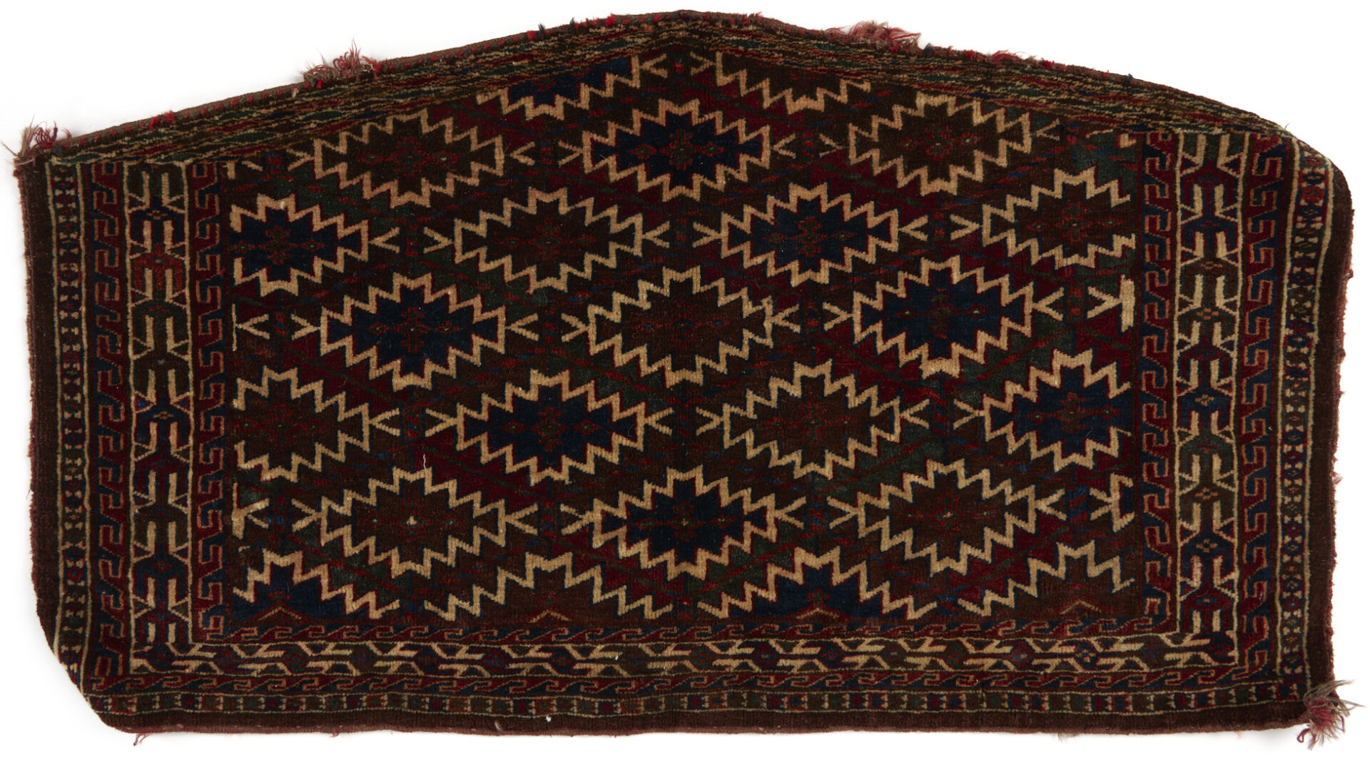 Lot 258: 2 Antique Turkmen Yomud Asmalyk Pentagonal Weavings