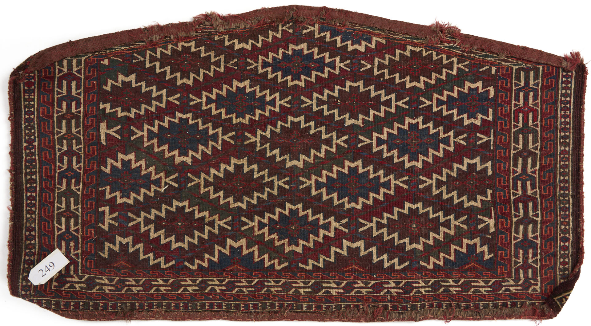 Lot 258: 2 Antique Turkmen Yomud Asmalyk Pentagonal Weavings
