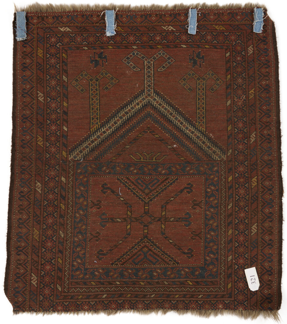 Lot 259: 3 Antique Turkmen Prayer Rugs, Incl. Baluch & Ersari