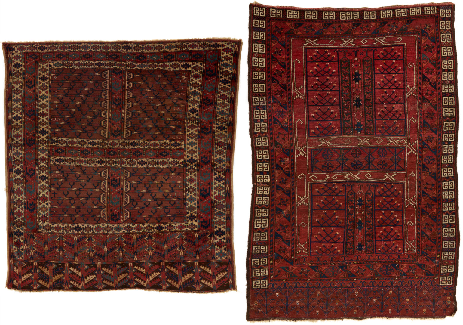 Lot 262: 2 Antique Turkmen Ensi Tribal Rugs, Yomud & Ersari