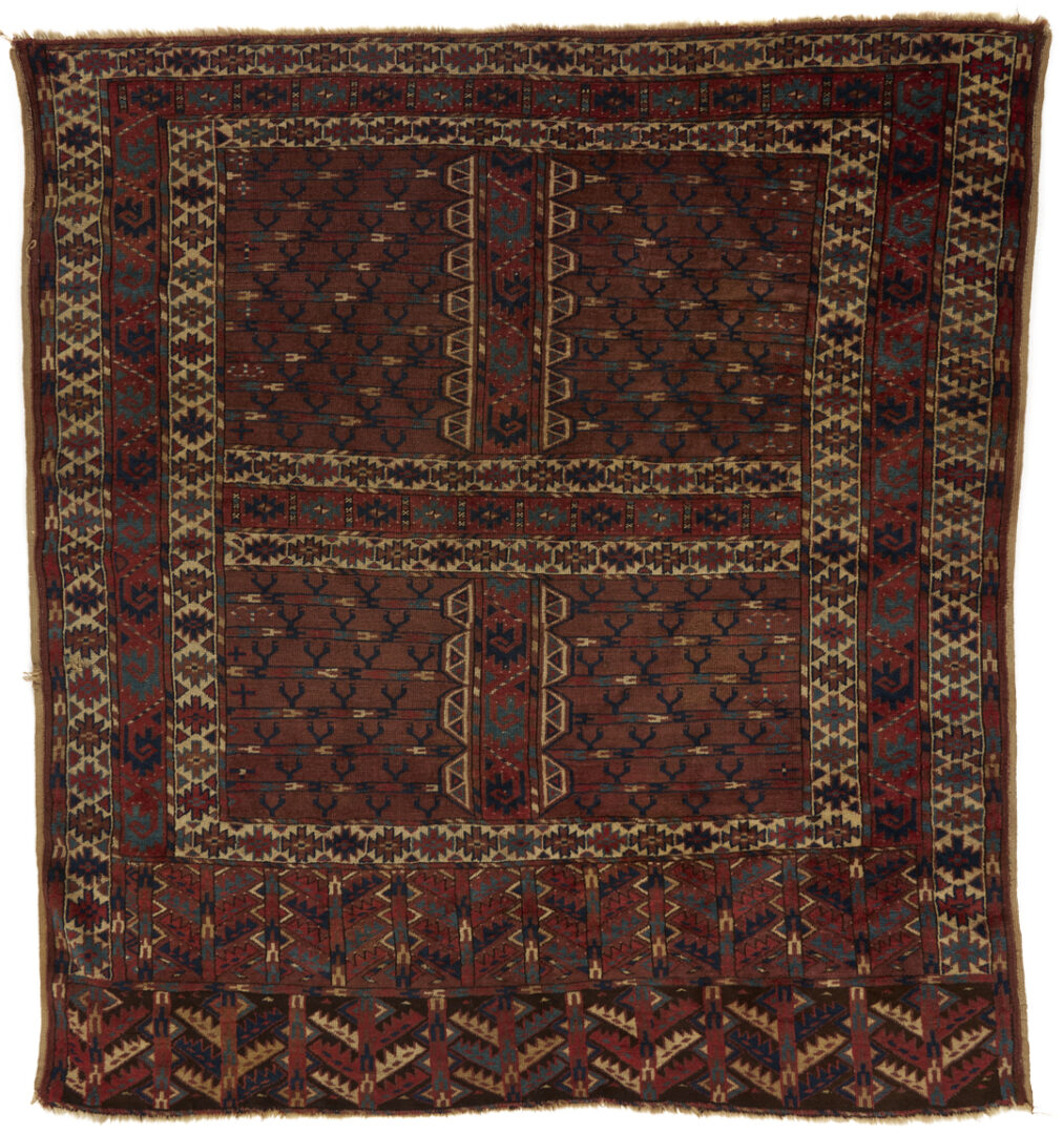 Lot 262: 2 Antique Turkmen Ensi Tribal Rugs, Yomud & Ersari