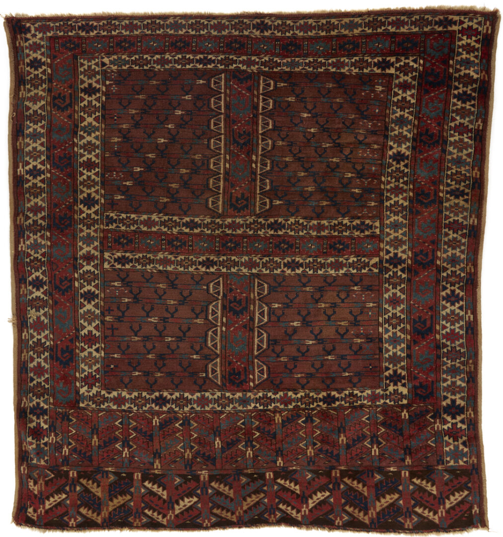 Lot 262: 2 Antique Turkmen Ensi Tribal Rugs, Yomud & Ersari