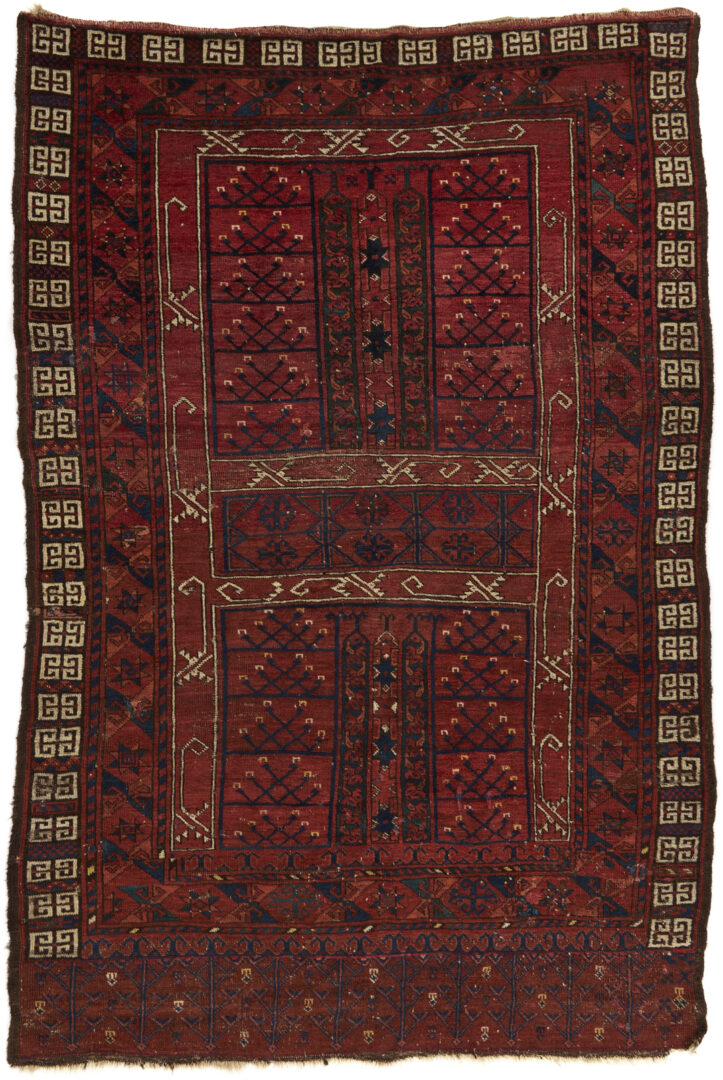 Lot 262: 2 Antique Turkmen Ensi Tribal Rugs, Yomud & Ersari