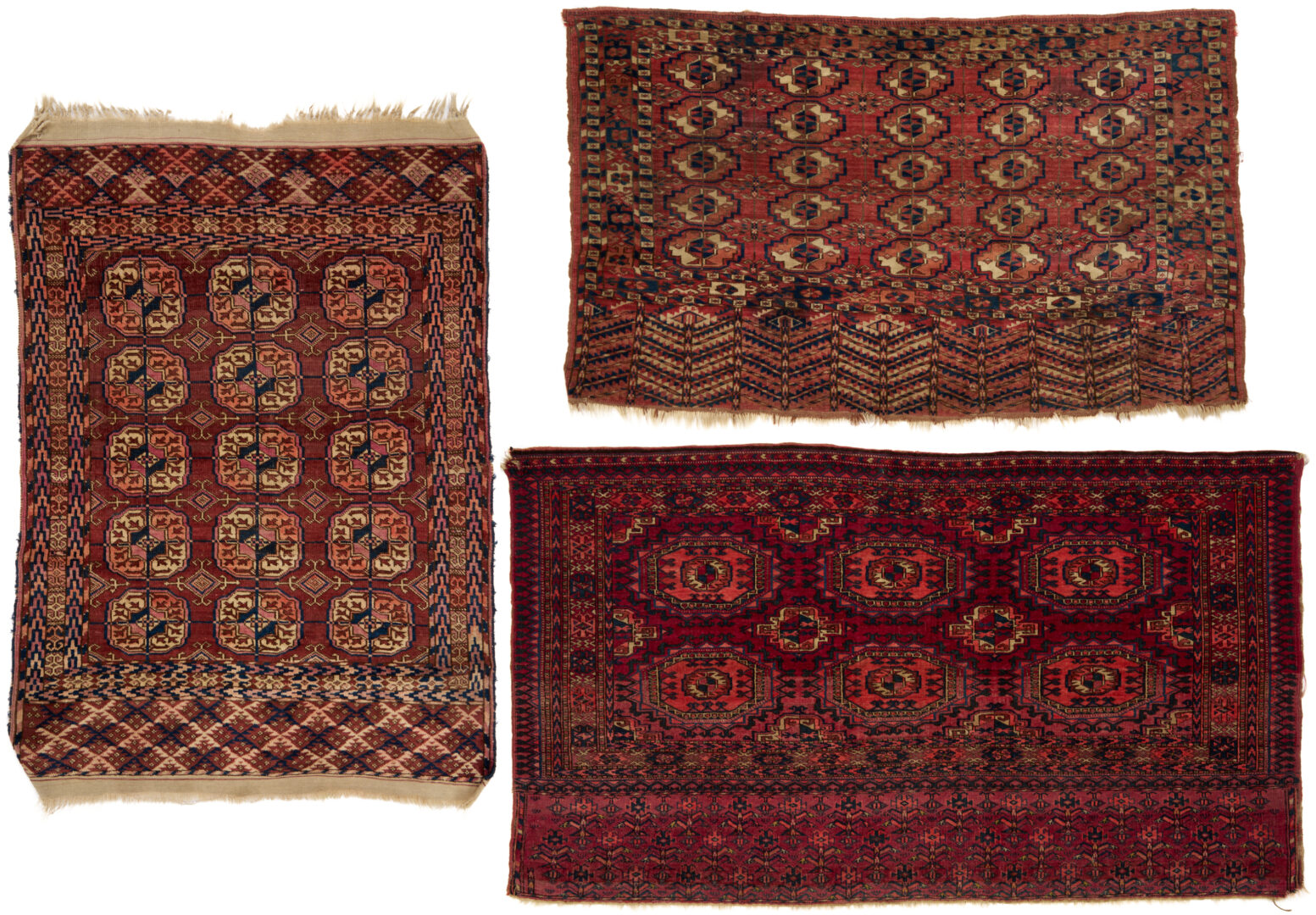 Lot 264: 3 Antique Tekke Turkmen Rugs, incl. Chuval
