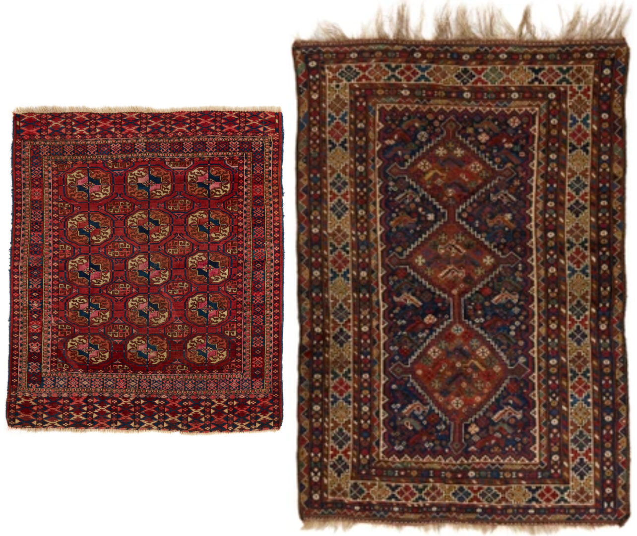 Lot 265: 2 Late 19th Century Tribal Rugs, Turkoman & Persian Qashqai