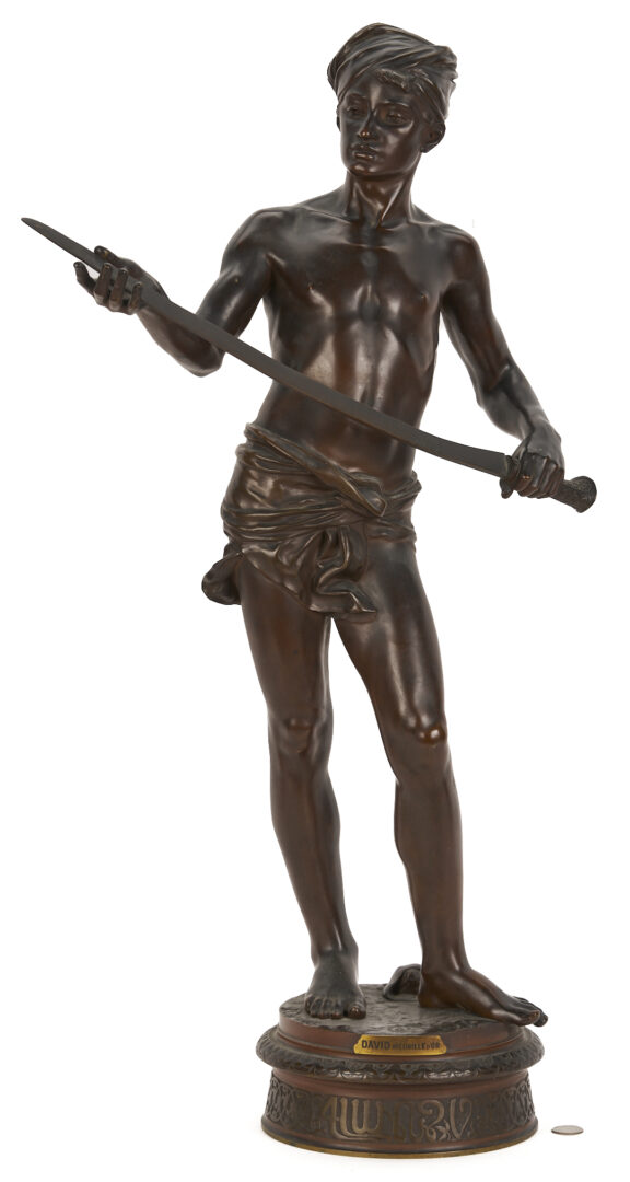 Lot 267: Jean J. Cambos, Bronze Sculpture of David