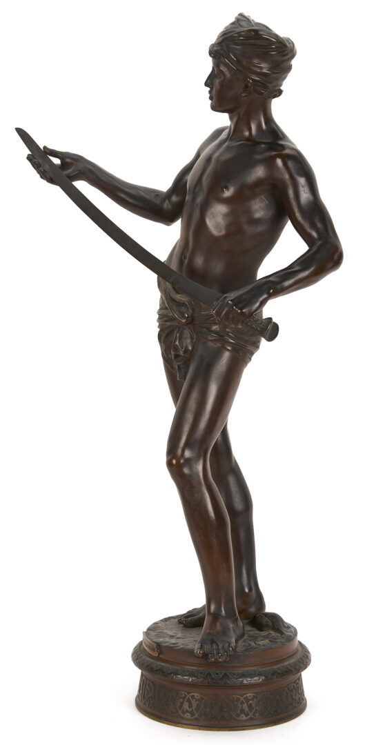 Lot 267: Jean J. Cambos, Bronze Sculpture of David