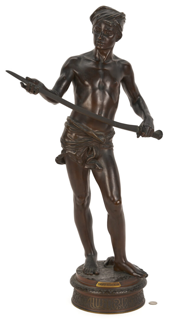 Lot 267: Jean J. Cambos, Bronze Sculpture of David