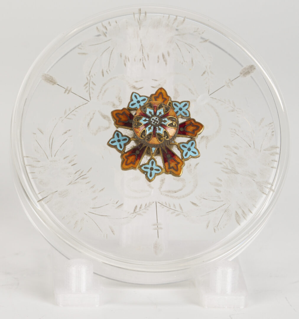 Lot 270: Cloisonne & Onyx Cross Plus Enameled Glass Jar