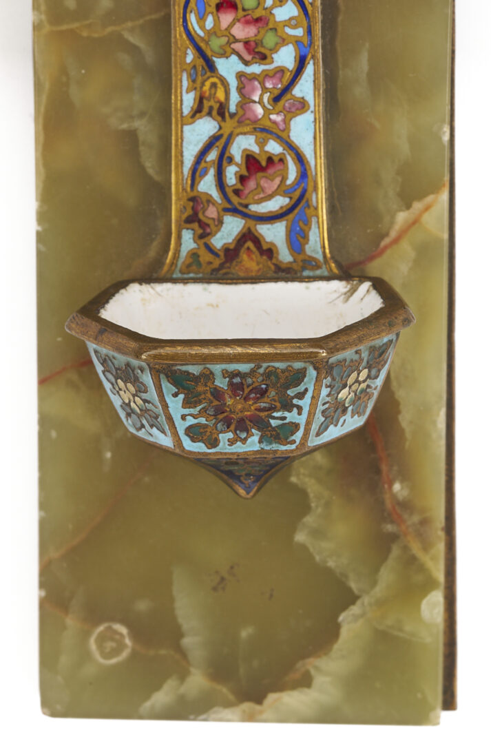 Lot 270: Cloisonne & Onyx Cross Plus Enameled Glass Jar