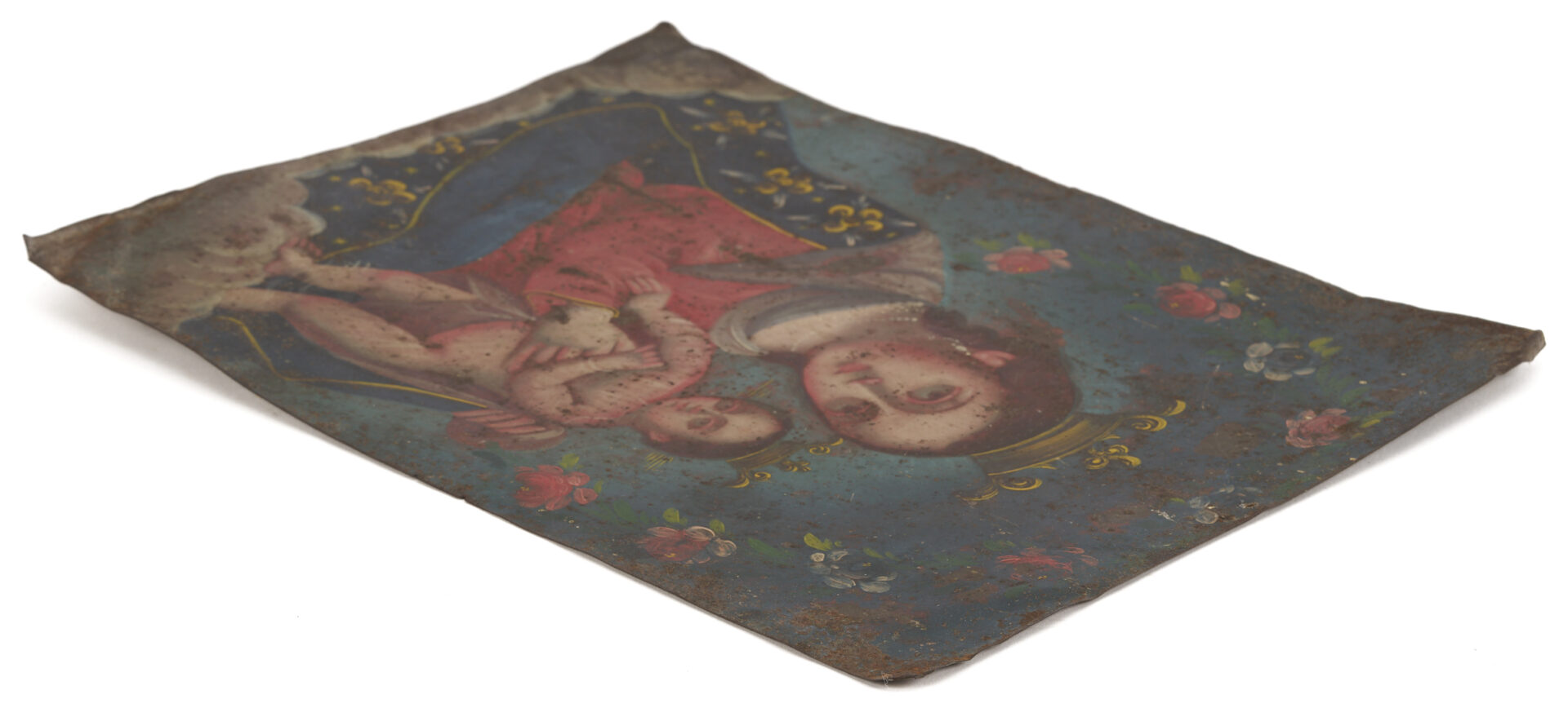 Lot 271: 3 Religious Art Items: Icon, Miniature & Retablo