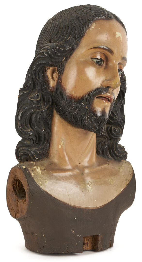 Lot 274: Spanish Colonial Carved Santos Bust of Christ