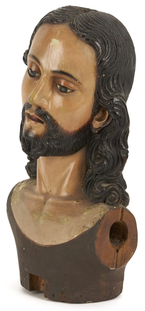 Lot 274: Spanish Colonial Carved Santos Bust of Christ