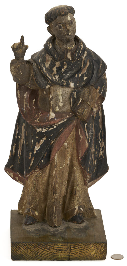 Lot 275: Spanish Colonial Carved Santos Figure, Poss. St. Francis