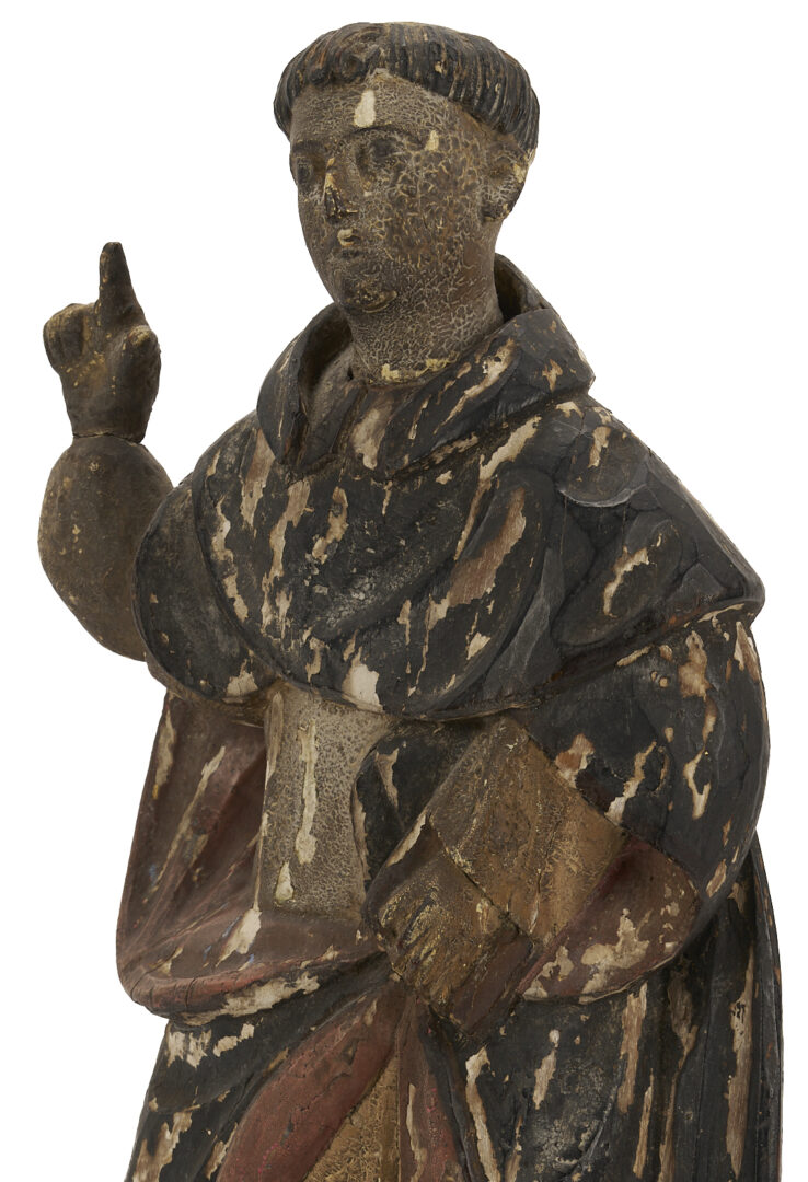 Lot 275: Spanish Colonial Carved Santos Figure, Poss. St. Francis