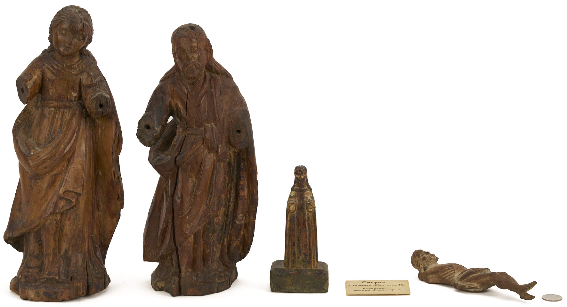 Lot 278: 4 Carved Spanish Colonial Santos Figures, incl. Christ