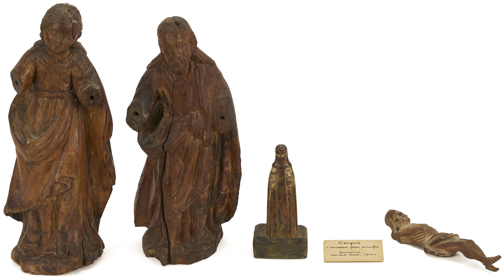 Lot 278: 4 Carved Spanish Colonial Santos Figures, incl. Christ