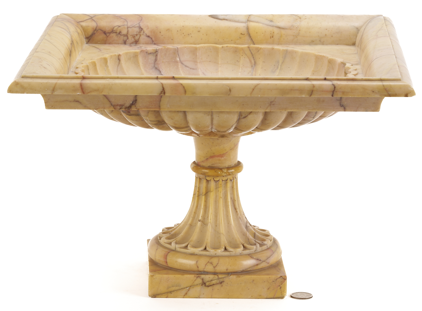 Lot 281: Sienna Yellow Marble Pedestal Bowl