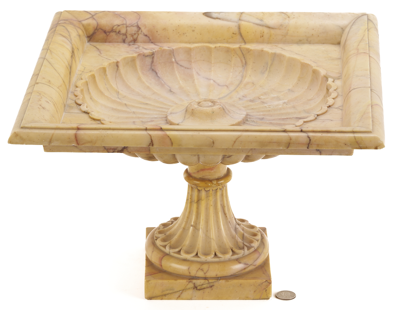 Lot 281: Sienna Yellow Marble Pedestal Bowl