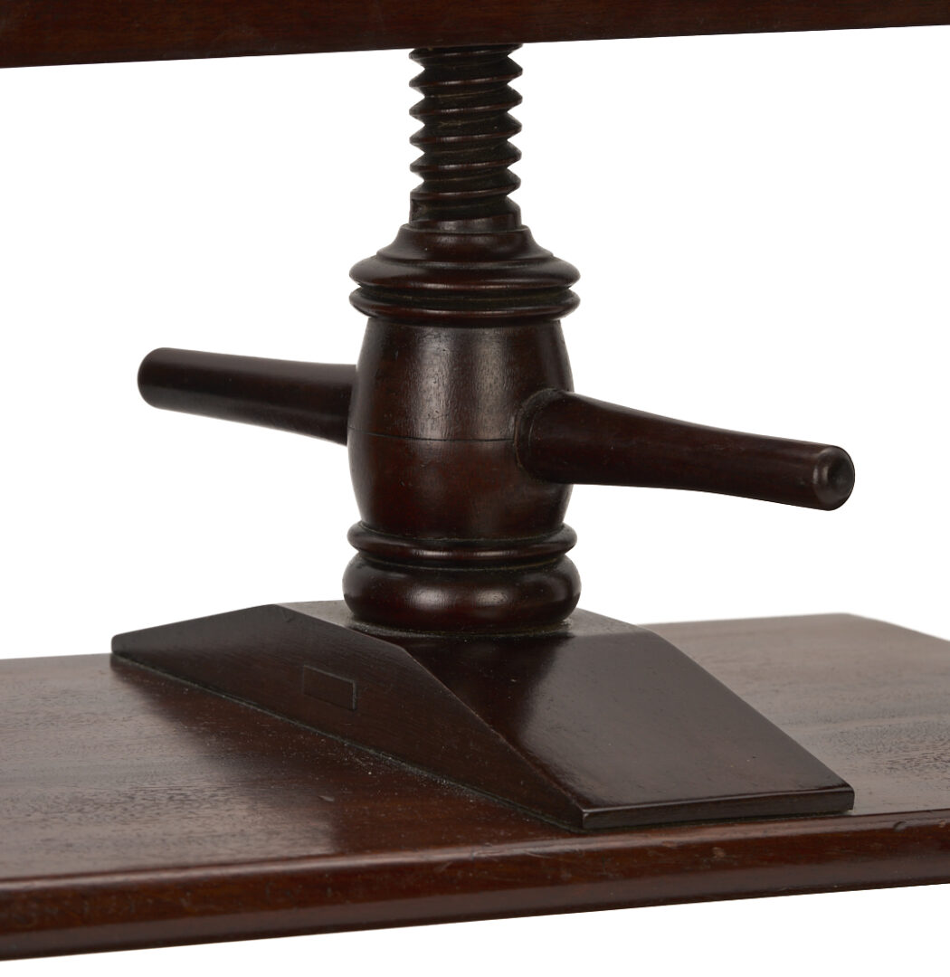 Lot 284: English Mahogany Book Press, Cheese Coaster, & Desk Caddy