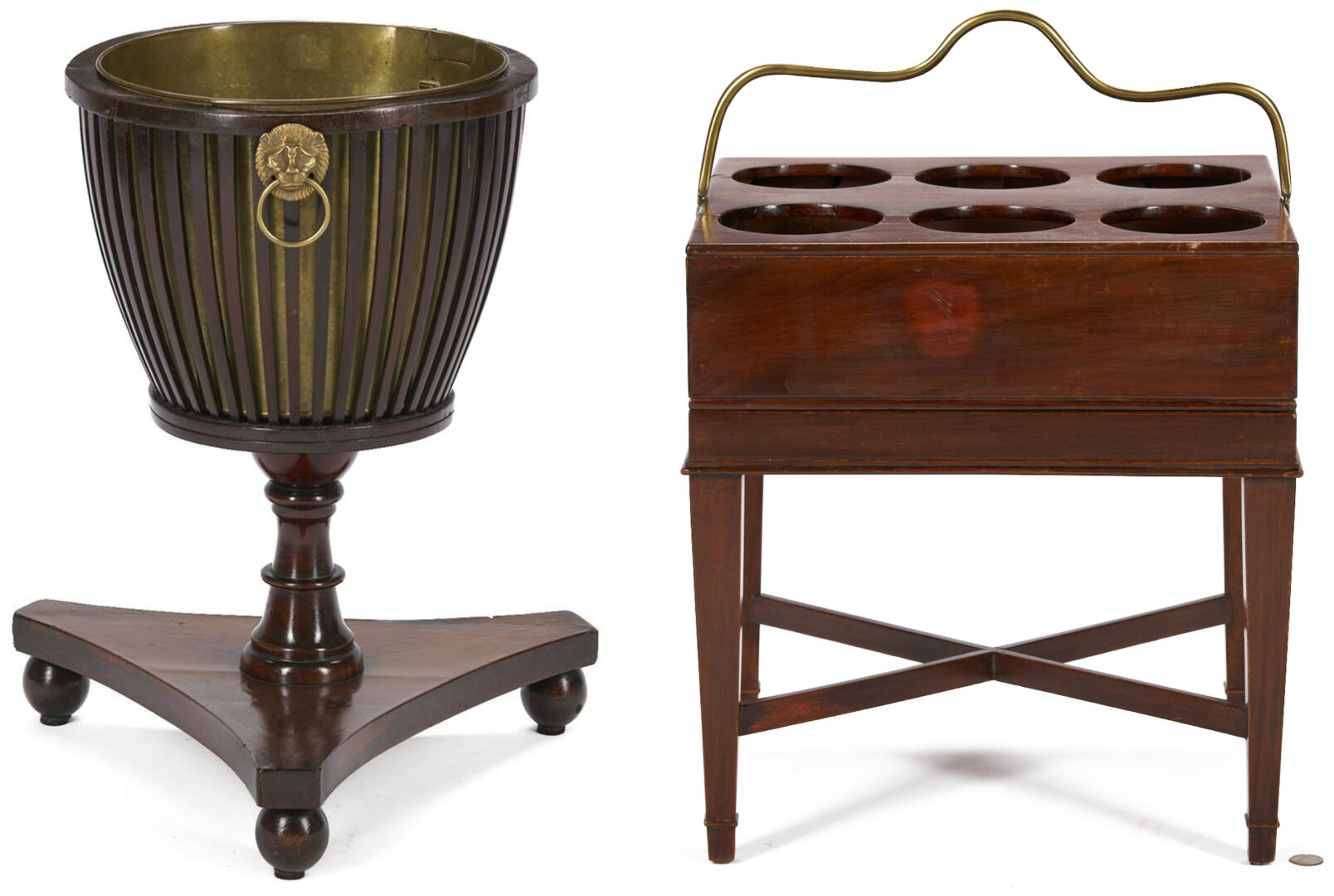 Lot 285: English Mahogany Plant or Wine Stand & Decanter Box