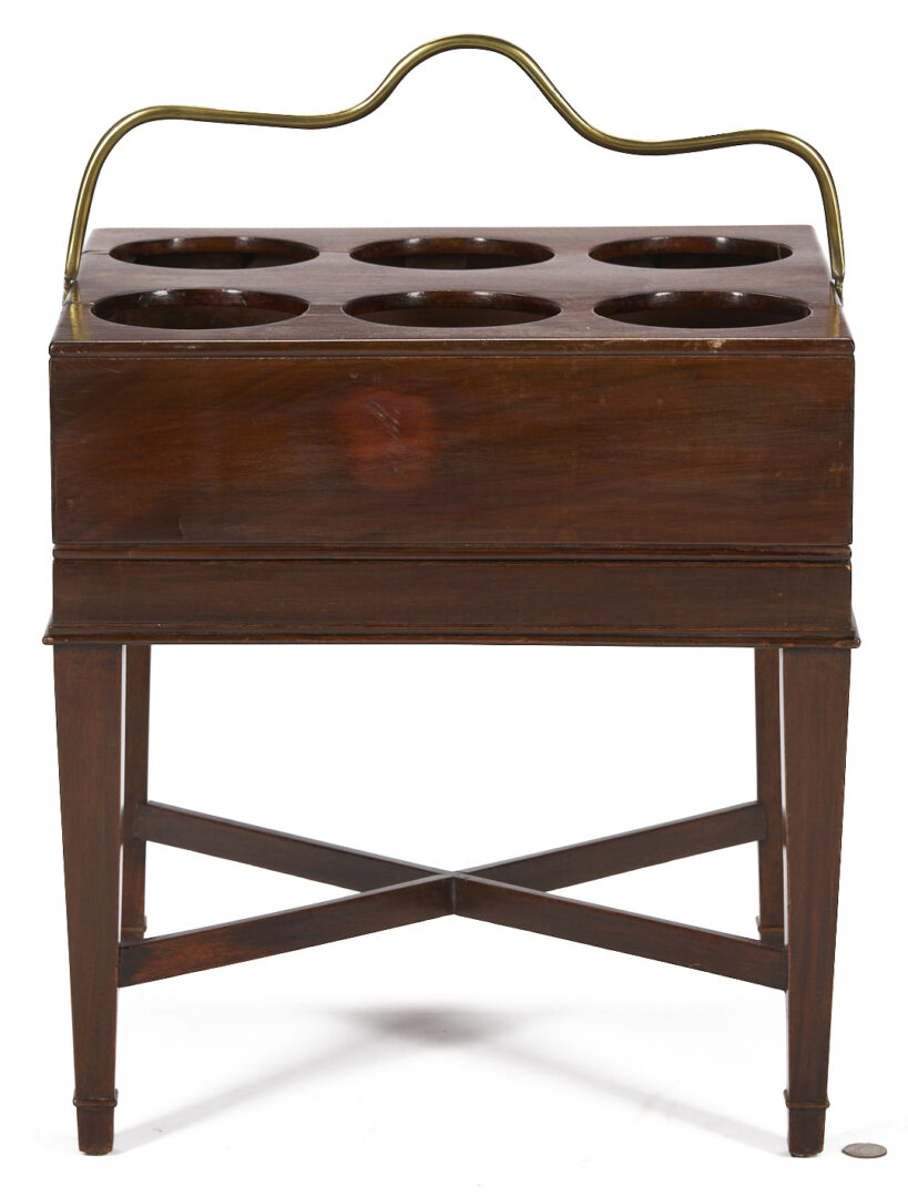 Lot 285: English Mahogany Plant or Wine Stand & Decanter Box