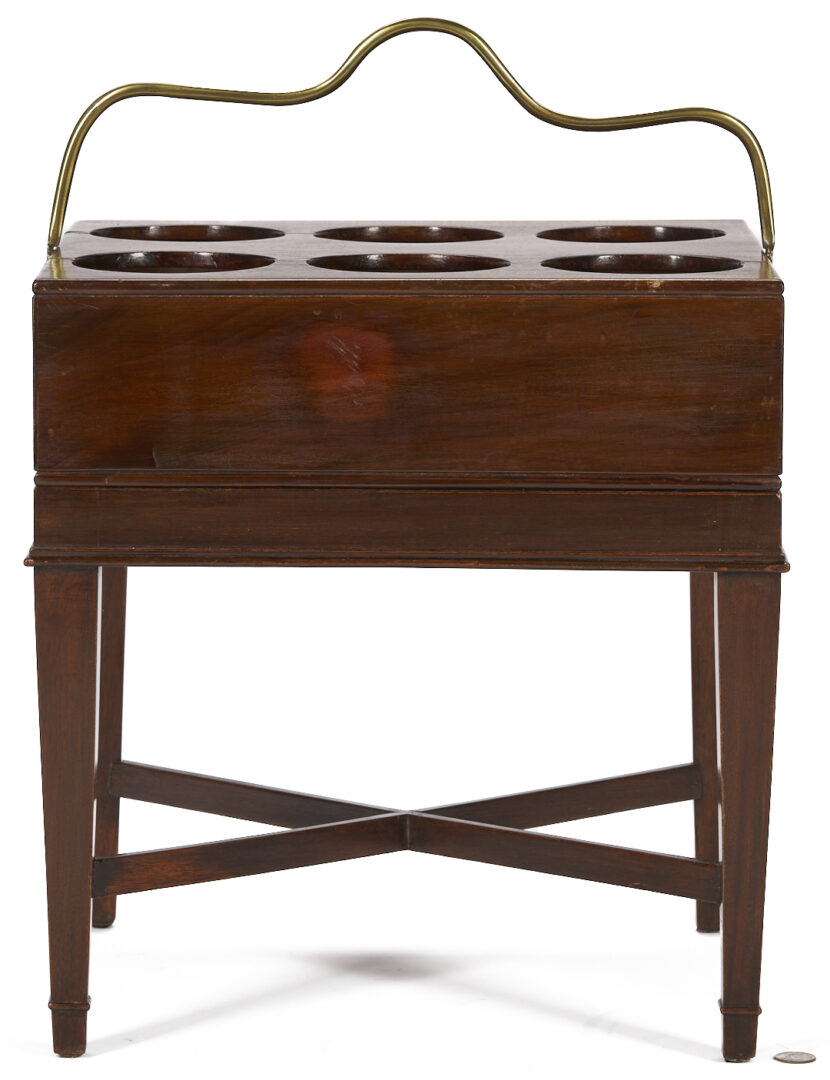 Lot 285: English Mahogany Plant or Wine Stand & Decanter Box
