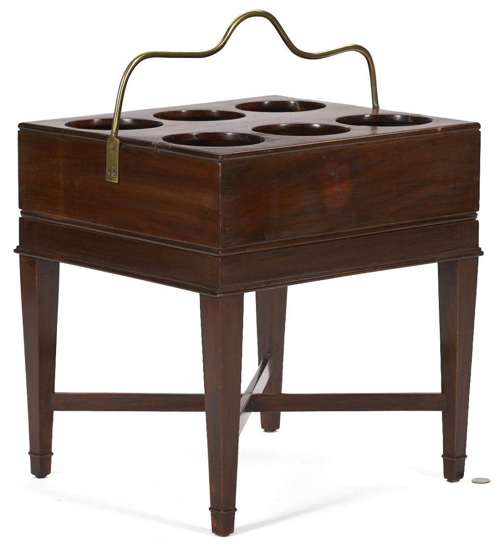 Lot 285: English Mahogany Plant or Wine Stand & Decanter Box