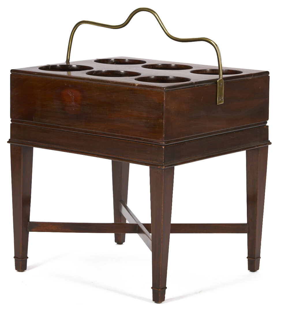 Lot 285: English Mahogany Plant or Wine Stand & Decanter Box