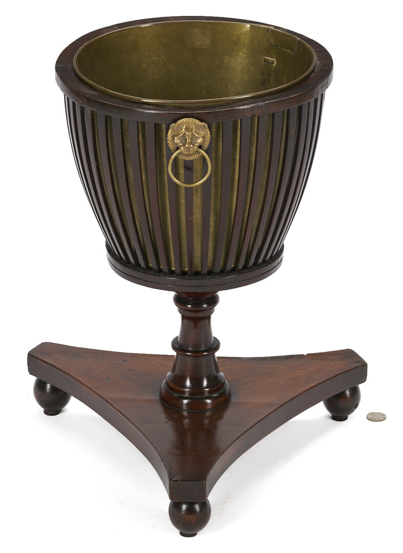 Lot 285: English Mahogany Plant or Wine Stand & Decanter Box