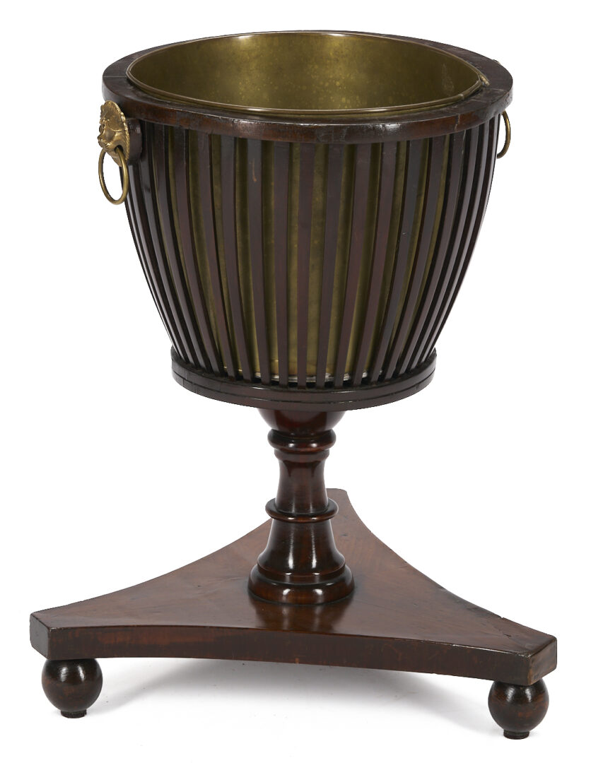 Lot 285: English Mahogany Plant or Wine Stand & Decanter Box