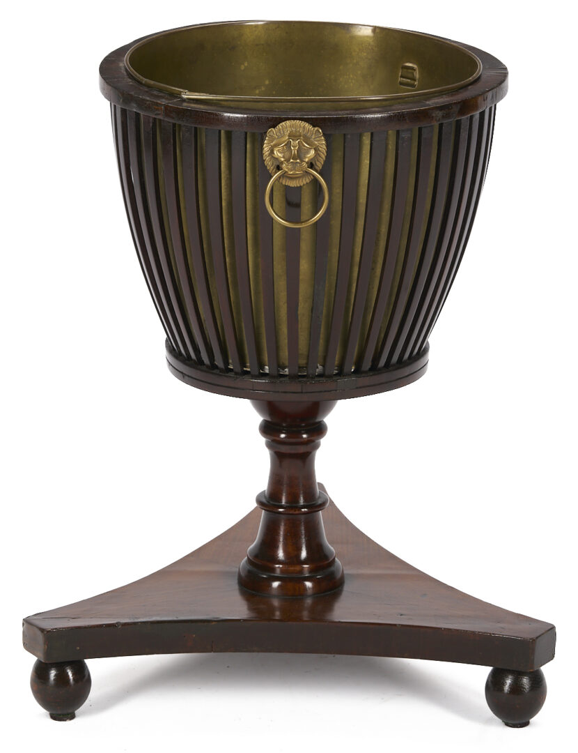Lot 285: English Mahogany Plant or Wine Stand & Decanter Box
