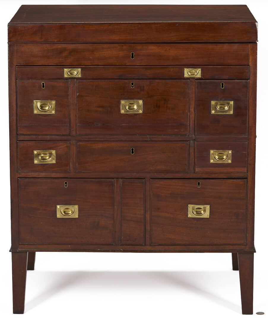 Lot 286: British Mahogany Campaign or Dressing Chest