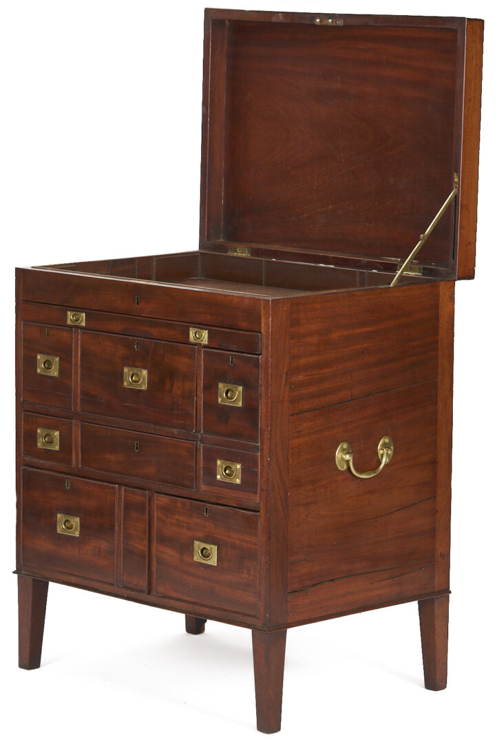 Lot 286: British Mahogany Campaign or Dressing Chest
