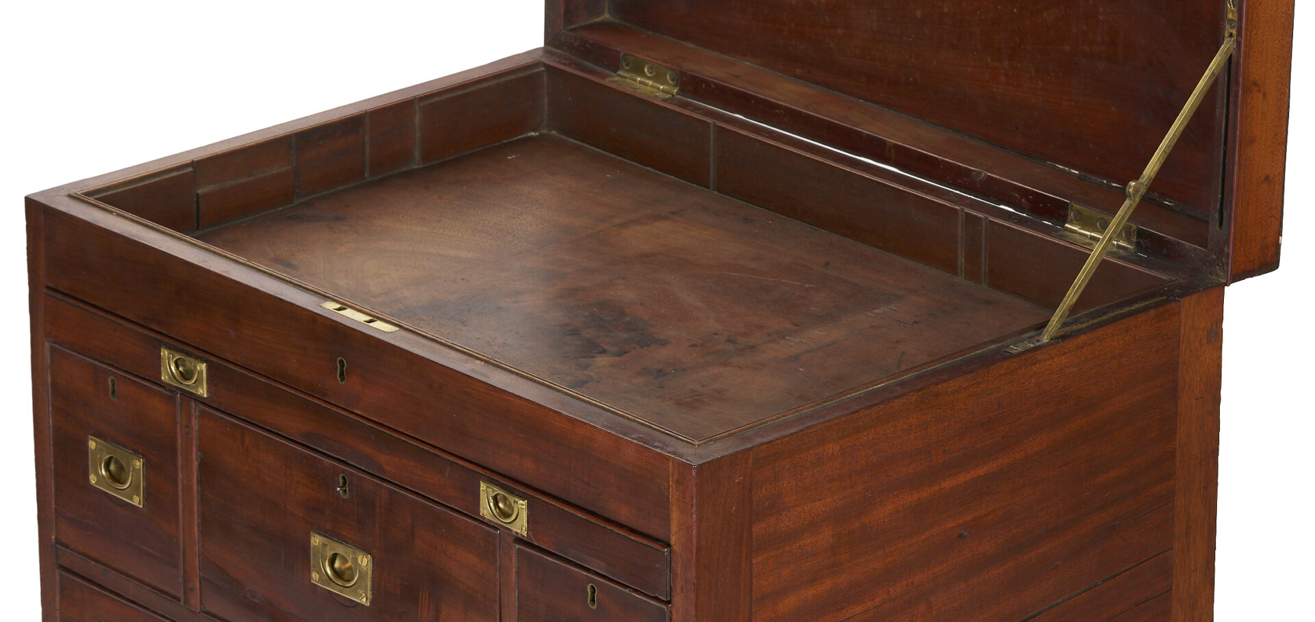 Lot 286: British Mahogany Campaign or Dressing Chest