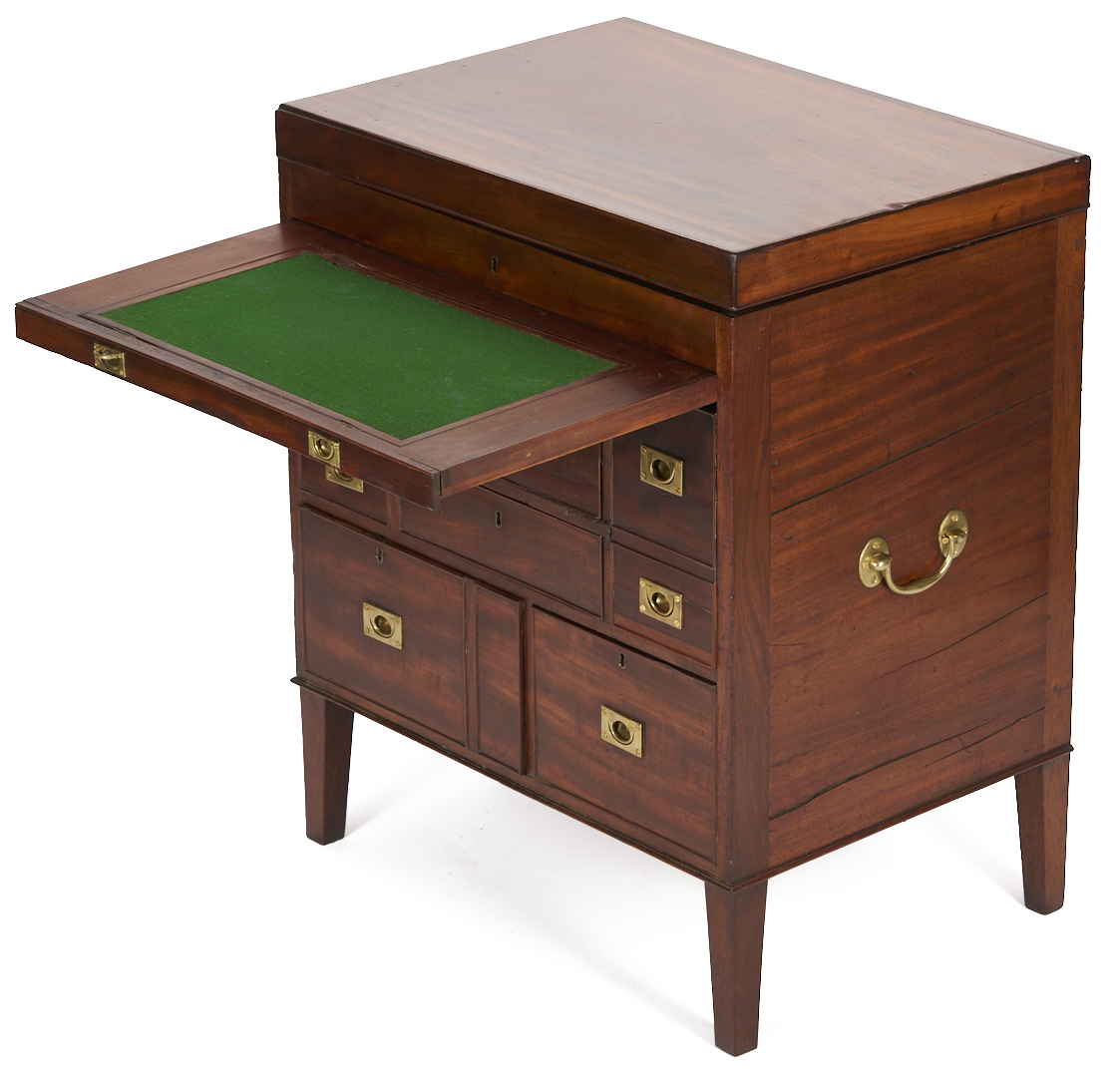 Lot 286: British Mahogany Campaign or Dressing Chest