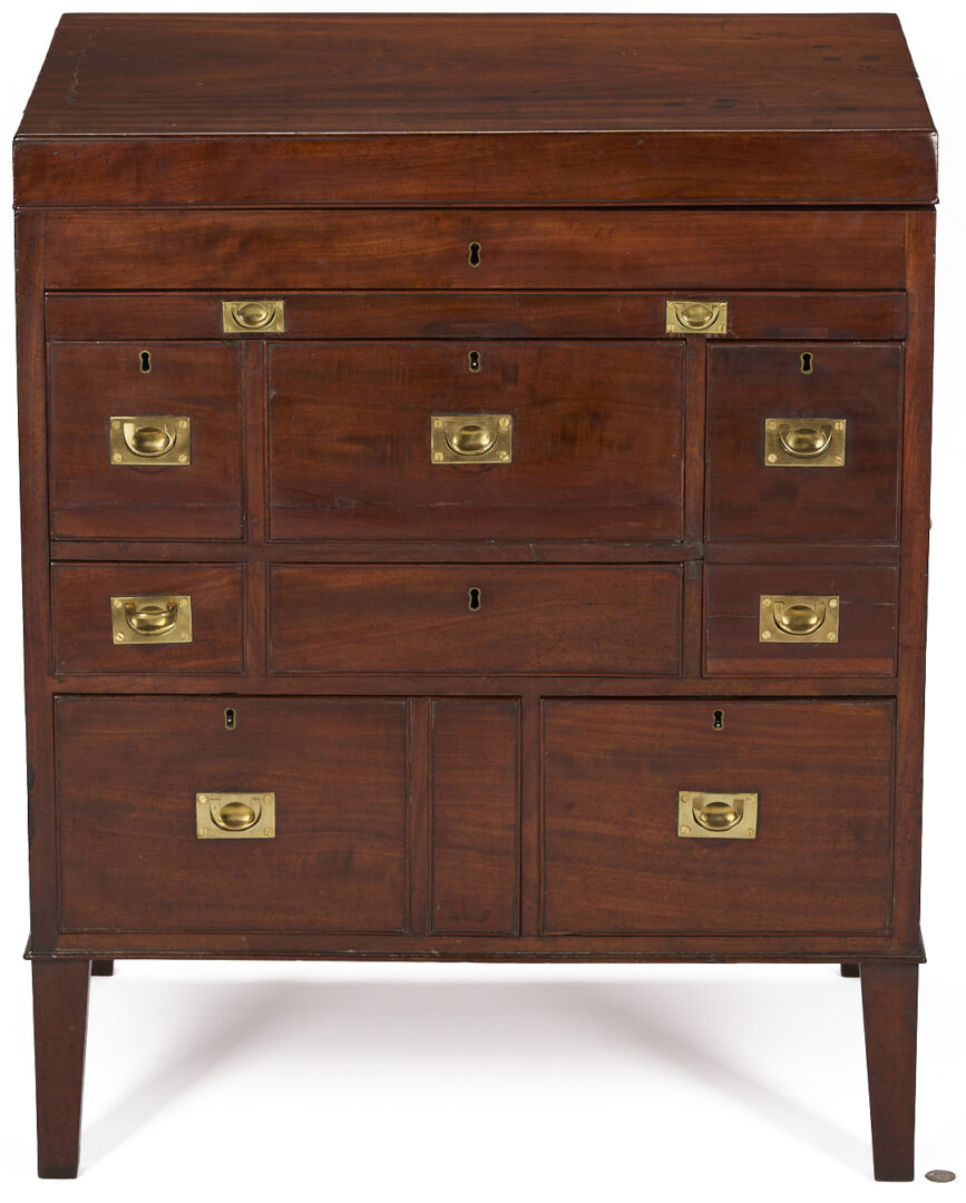 Lot 286: British Mahogany Campaign or Dressing Chest