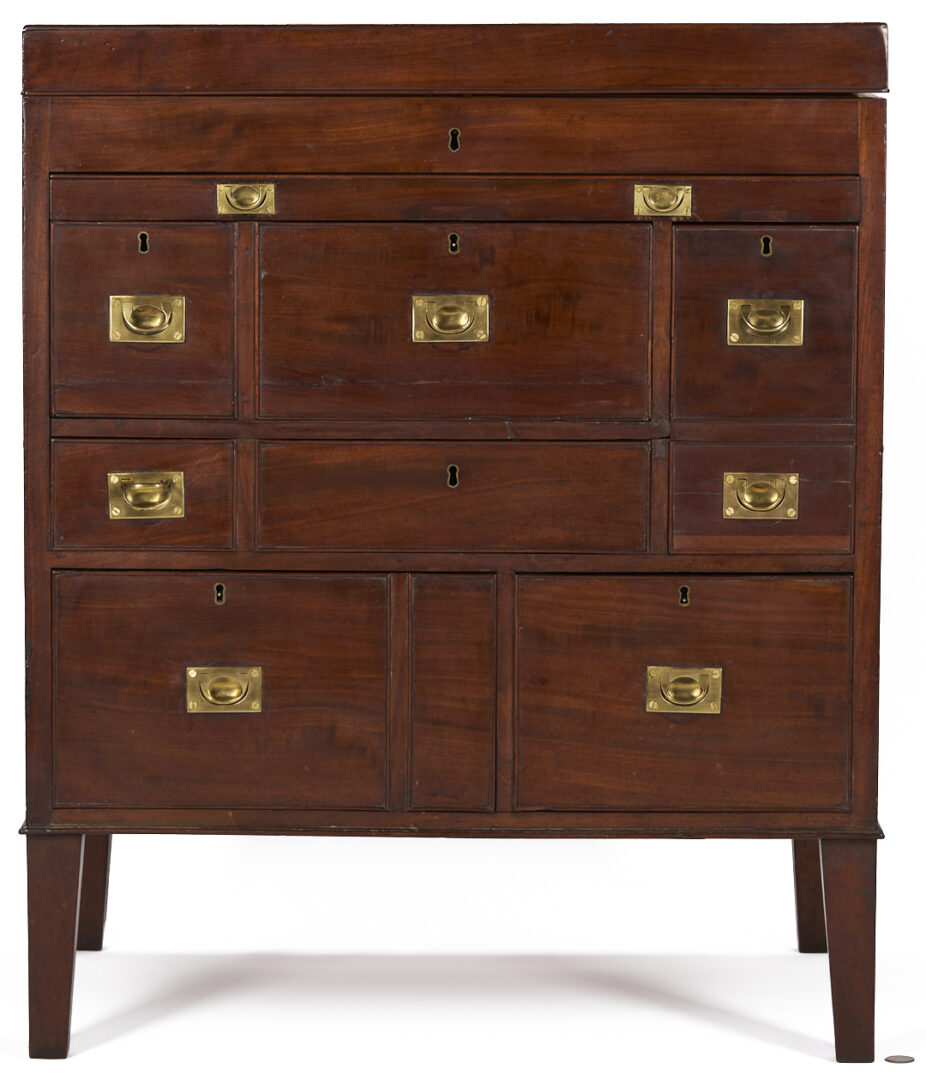 Lot 286: British Mahogany Campaign or Dressing Chest