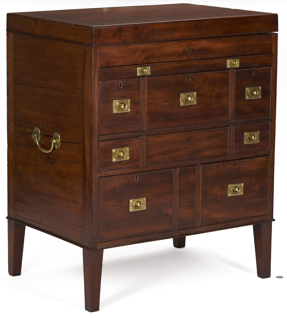 Lot 286: British Mahogany Campaign or Dressing Chest