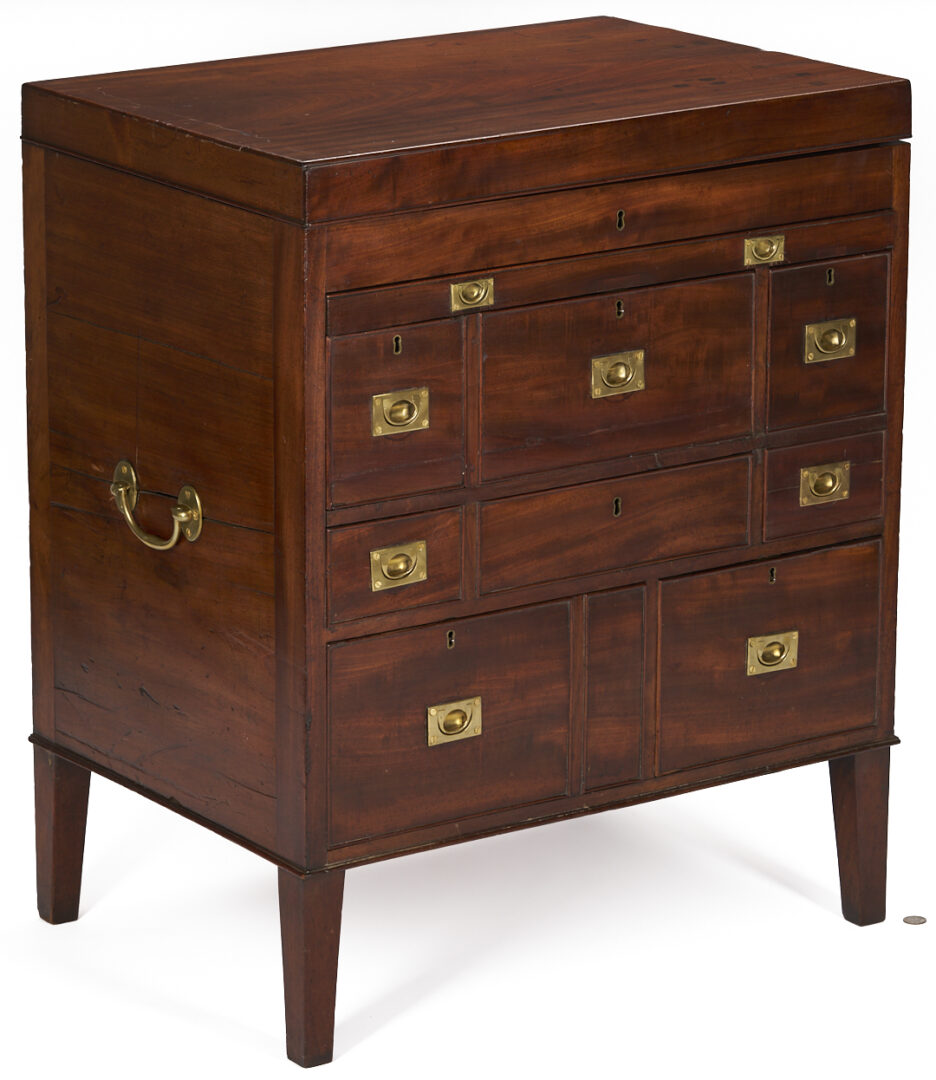 Lot 286: British Mahogany Campaign or Dressing Chest