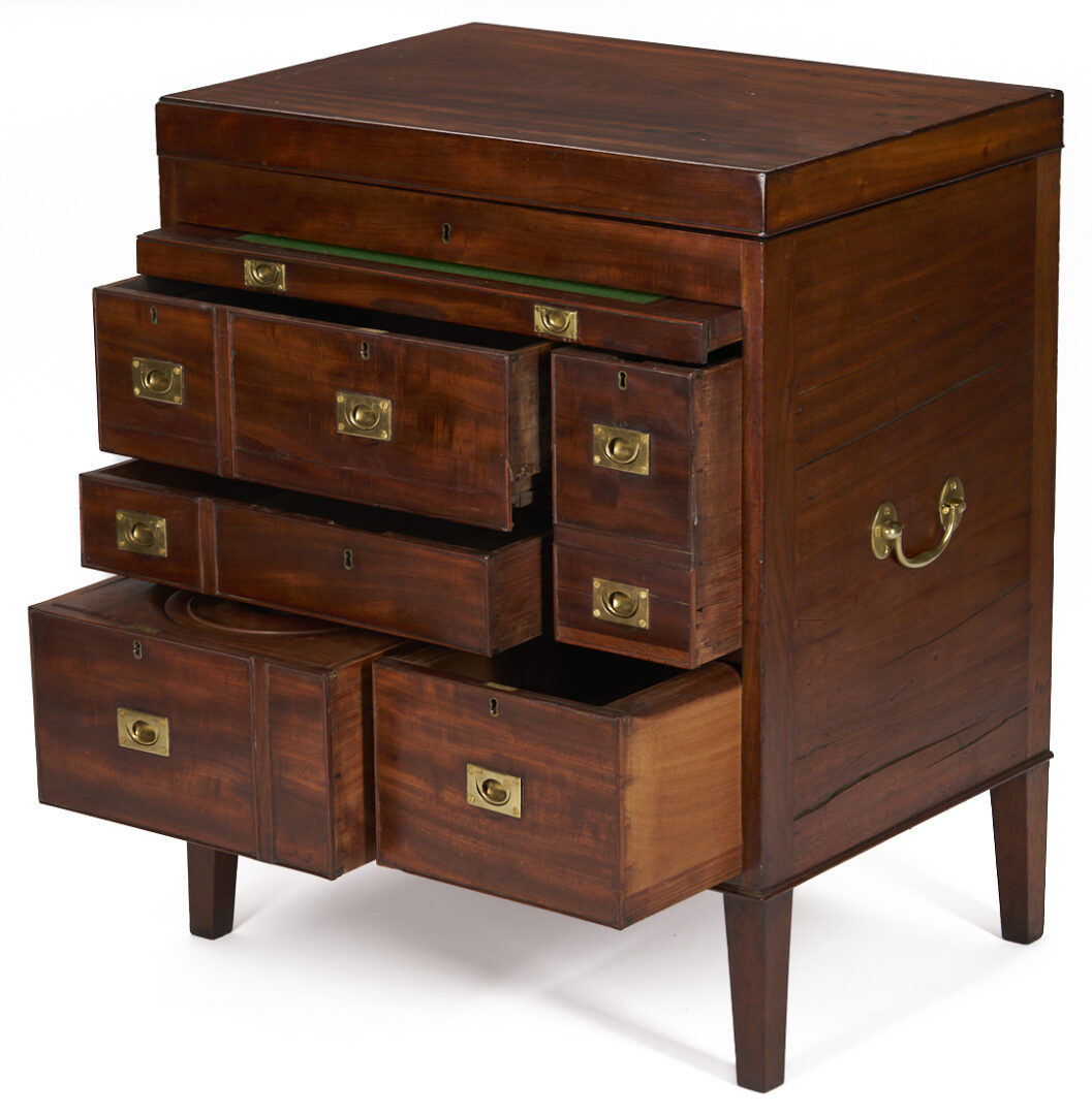 Lot 286: British Mahogany Campaign or Dressing Chest