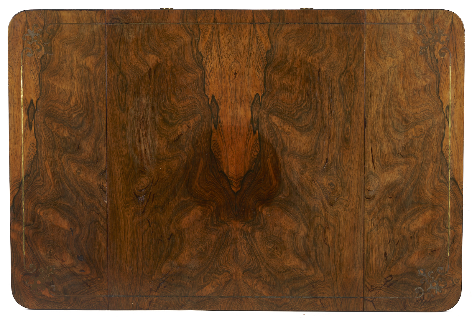 Lot 287: Pair Regency Style Rosewood Brass Inlaid Classical Tables