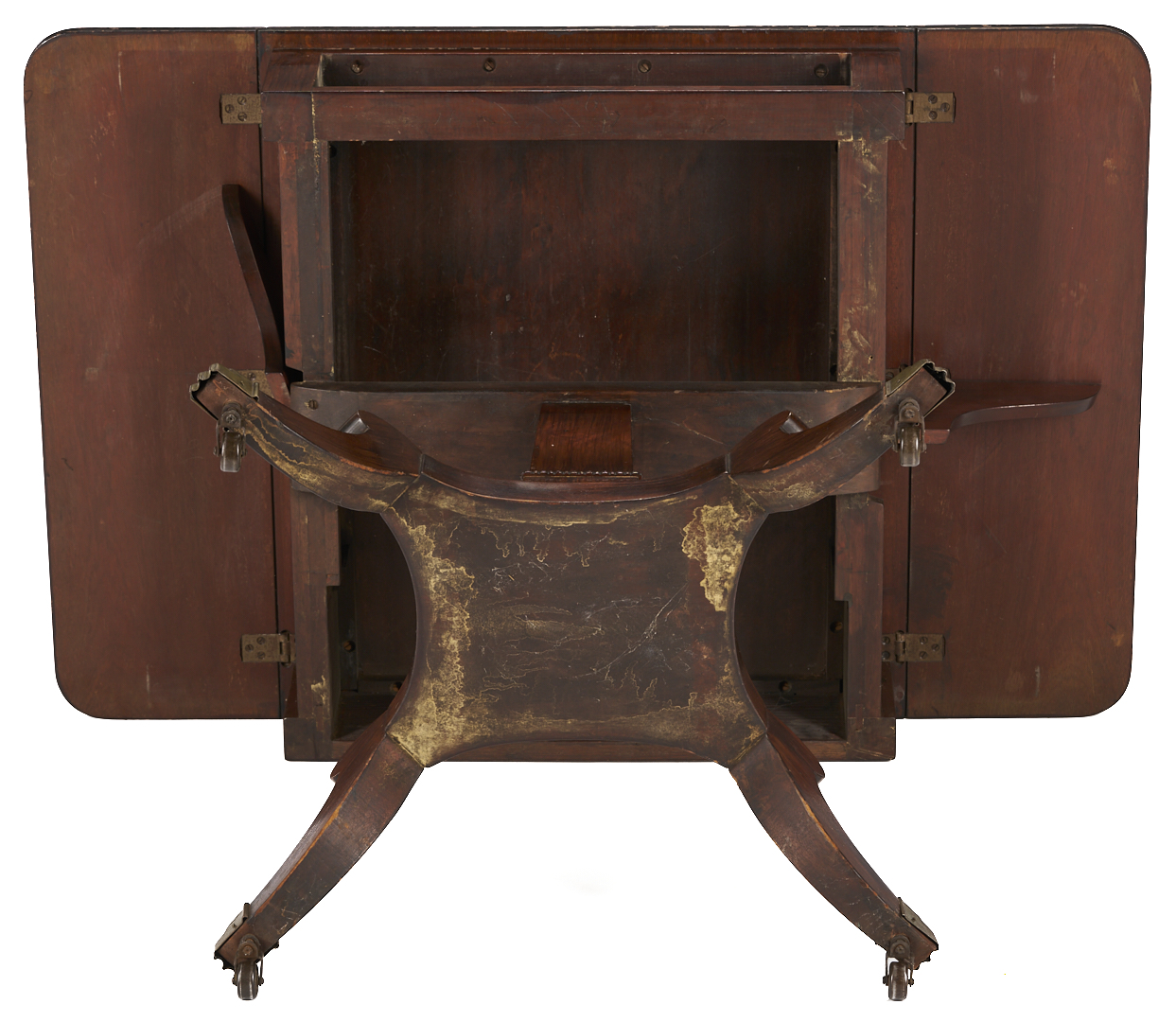 Lot 287: Pair Regency Style Rosewood Brass Inlaid Classical Tables