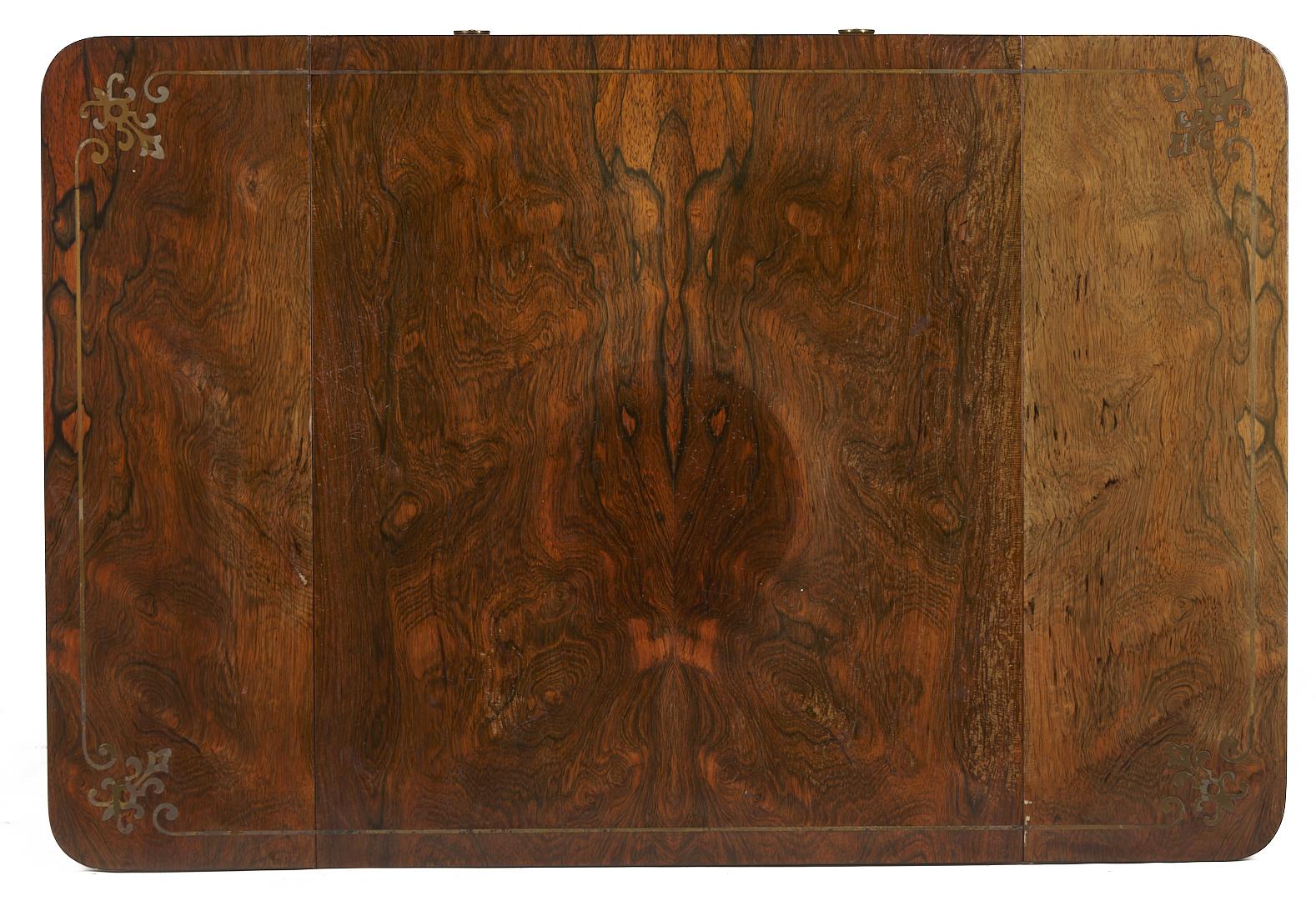 Lot 287: Pair Regency Style Rosewood Brass Inlaid Classical Tables