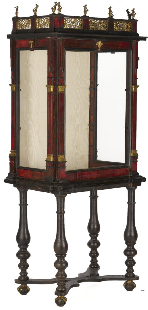 Lot 289: Antique Continental Tortoiseshell Vitrine on Stand