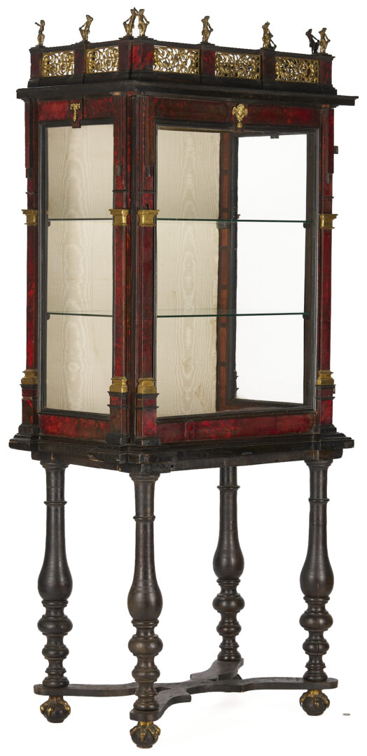 Lot 289: Antique Continental Tortoiseshell Vitrine on Stand