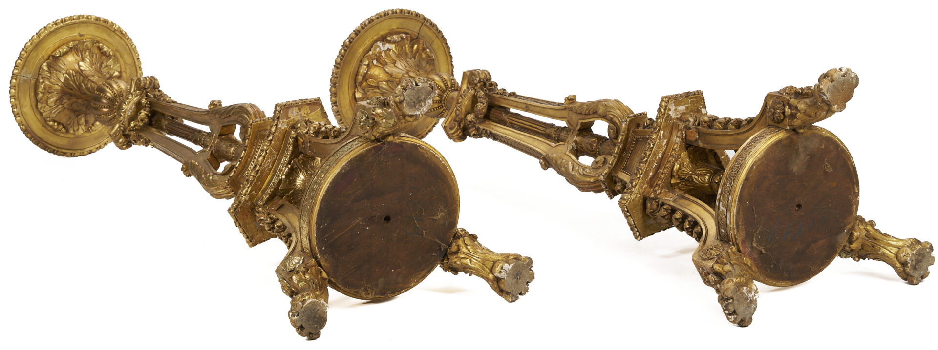 Lot 290: Pair Continental Giltwood Torchieres